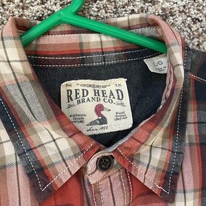 Red Head Casual Plaid Shirt. Large.